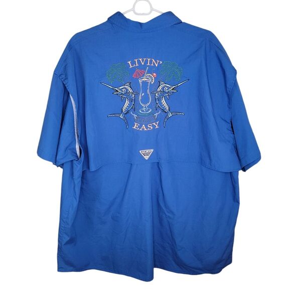 Columbia PFG Bonehead Marlin Embroidered Button Down Shirt Size XXL - Picture 2 of 7